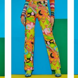 VINTAGE GEOMETRIC PRINT SLOUCHY BOYFRIEND FIT PRINTED JEANS